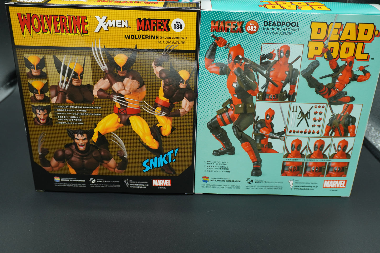 MAFEX 082 Deadpool Gurihiru Art Ver & 138 Wolverine Brown Comic Ver Figure Set