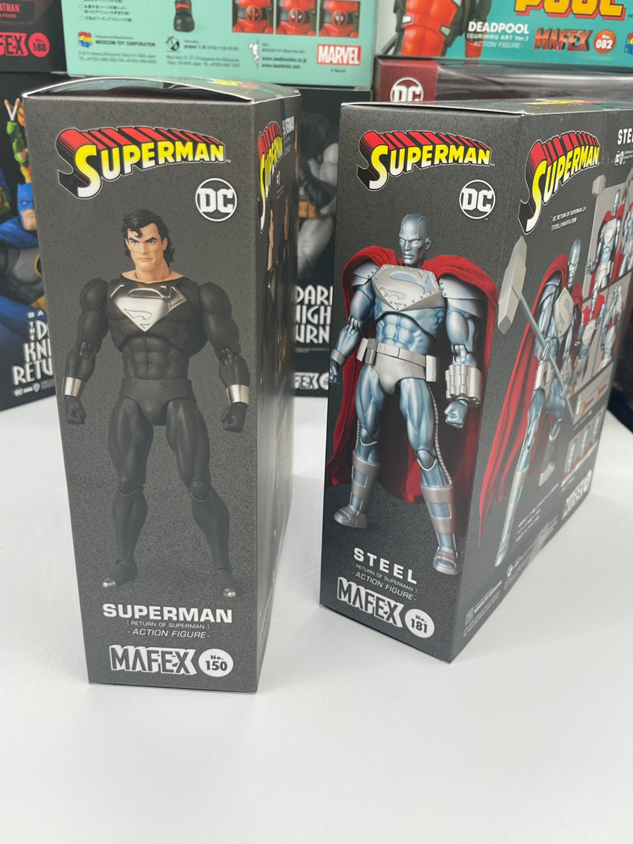 MEDICOM TOY MAFEX No.150 SUPERMAN & No.181 STEEL (Return of Superman) Figure Set