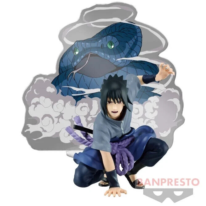 Banpresto NARUTO Shippuden Sasuke Uchiha Figure & Back Panel PANEL SPECTACLE