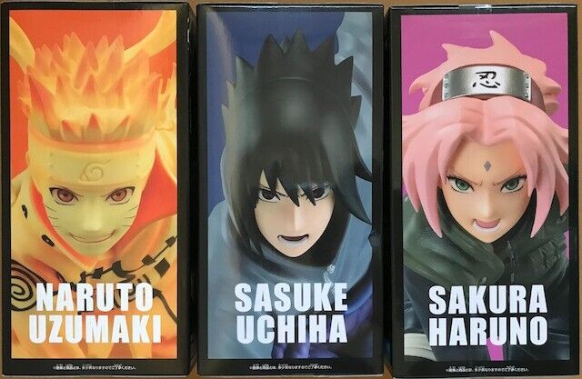 NARUTO Shippuden Spectacle Panel Figure Set with Naruto Sasuke Sakura and Logo