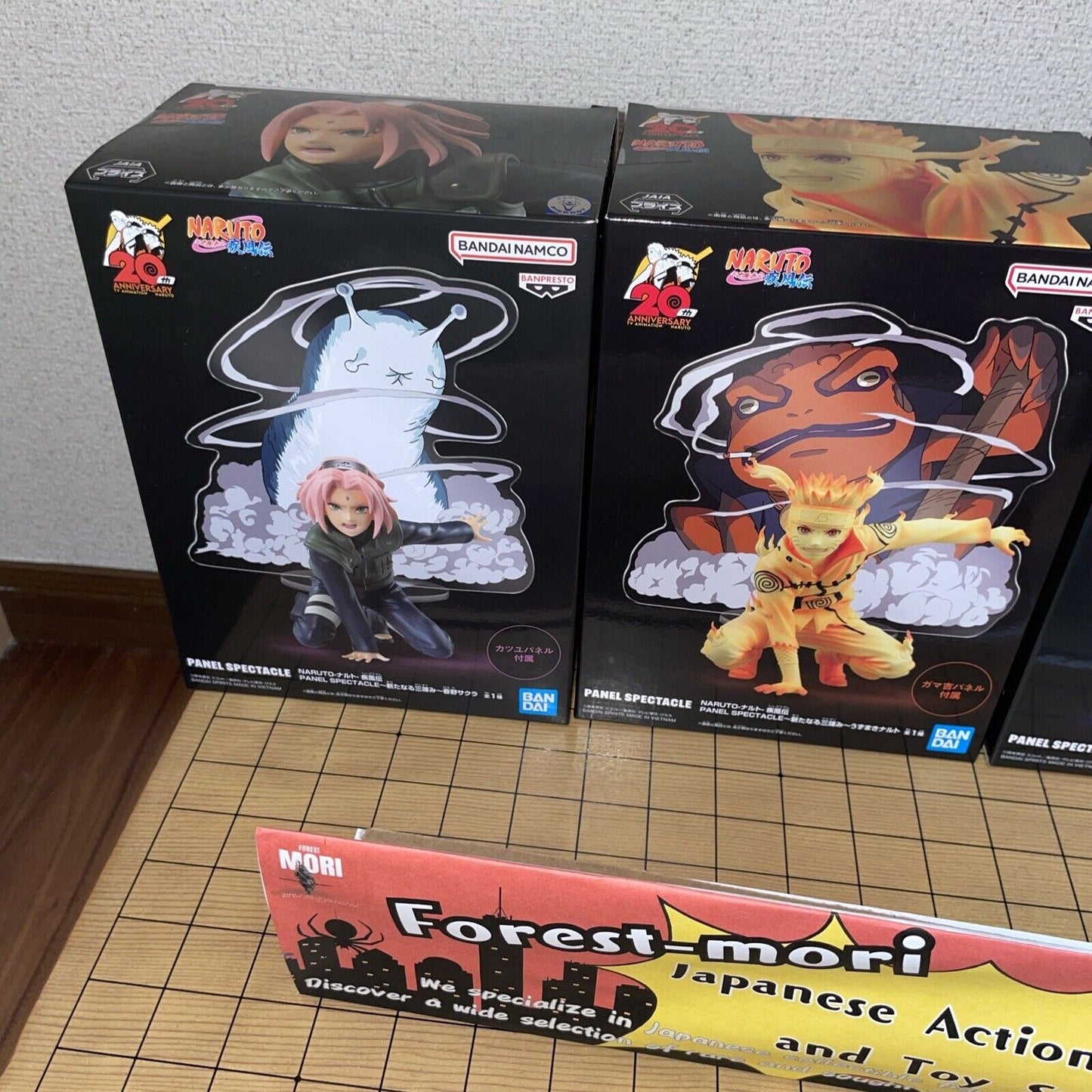 NARUTO Shippuden Spectacle Panel Figure Set with Naruto Sasuke Sakura and Logo