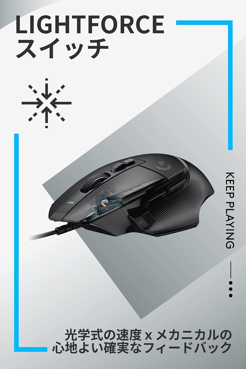 Logicool G G502 X Wired Gaming Mouse LIGHTFORCE Hybrid Switches HERO 25K Sensor 13 Programmable Buttons 89g Black G502X-BK Japan