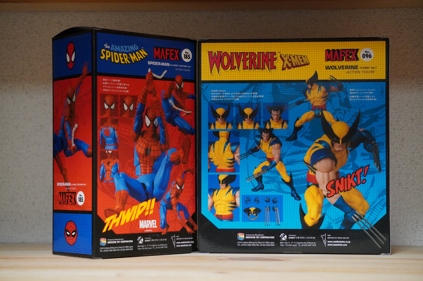 MAFEX No.096 Wolverine Comic Ver. & No.185 Spider-Man Classic Costume Figures