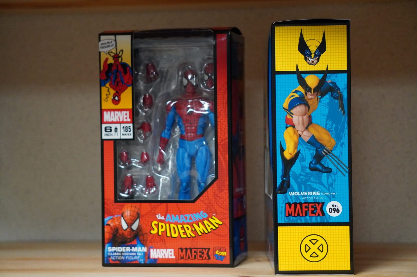 MAFEX No.096 Wolverine Comic Ver. & No.185 Spider-Man Classic Costume Figures