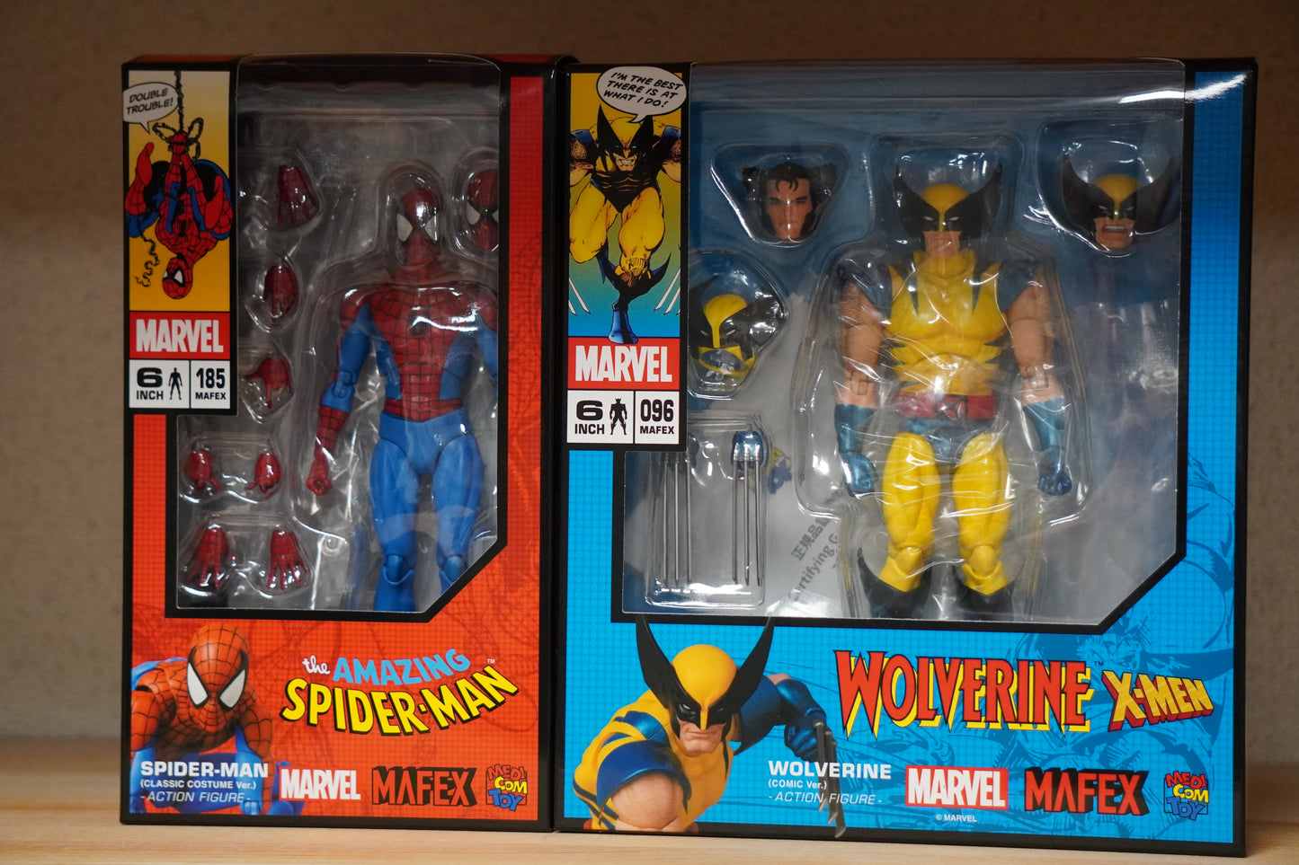 MAFEX No.096 Wolverine Comic Ver. & No.185 Spider-Man Classic Costume Figures