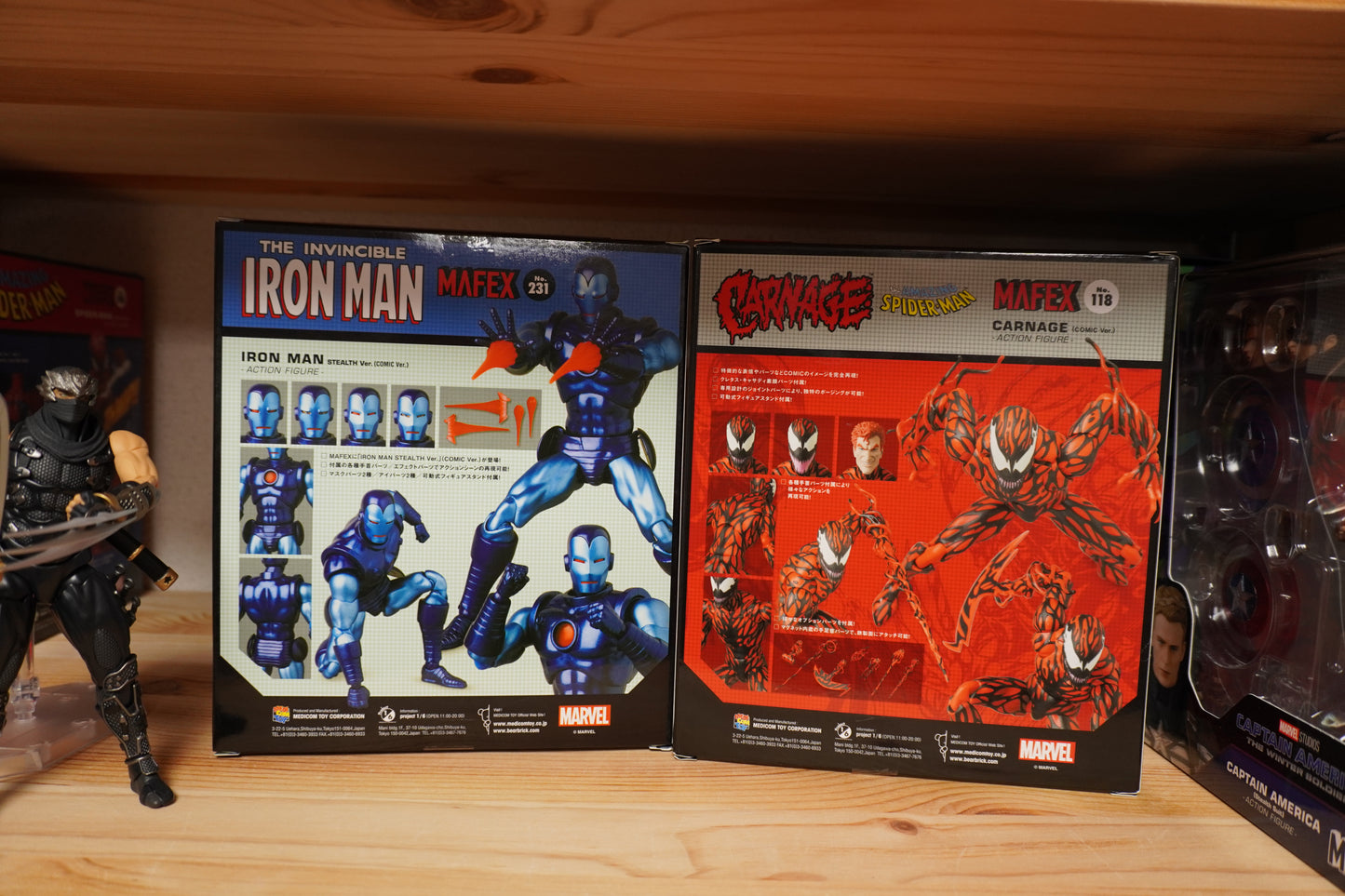 MAFEX IRON MAN Stealth Ver. No.231 & CARNAGE Comic Ver. No.118 Action Figure Set