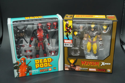 MAFEX No.138 Wolverine Brown Comic Ver & No.082 Deadpool Gurihiru Art Set JAPAN