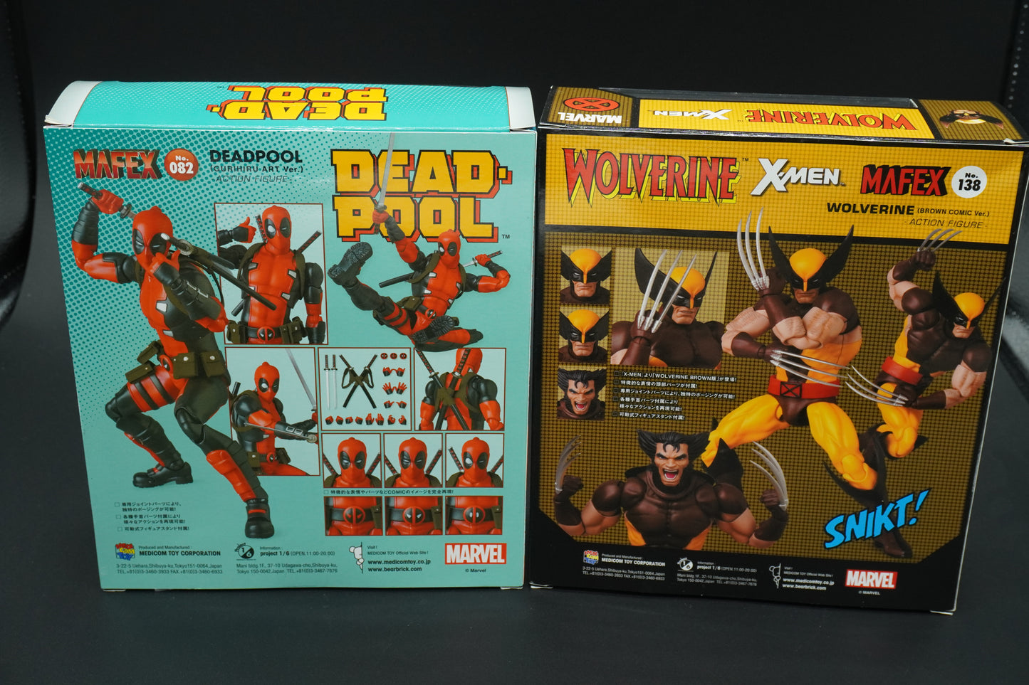 MAFEX No.138 Wolverine Brown Comic Ver & No.082 Deadpool Gurihiru Art Set JAPAN