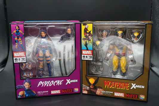 MAFEX No.138 Wolverine Brown Ver. + No.141 Psylocke Comic Ver. Figure Set JAPAN