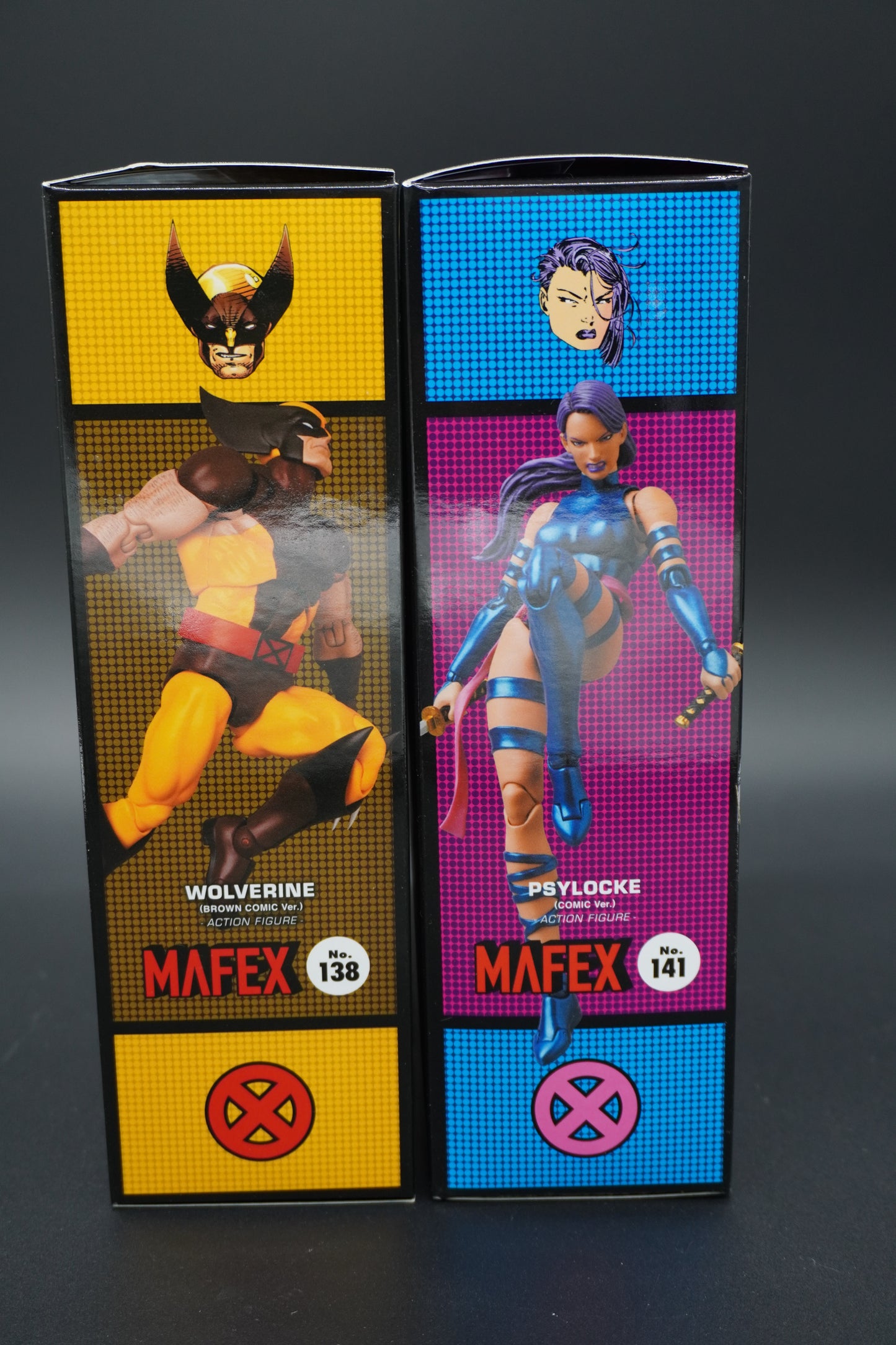 MAFEX No.138 Wolverine Brown Ver. + No.141 Psylocke Comic Ver. Figure Set JAPAN