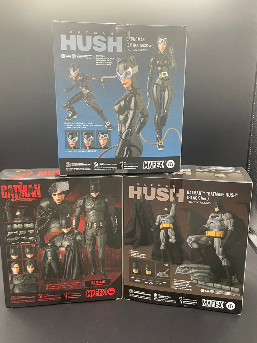 MAFEX Batman Bundle No188 The Batman No126 Batman HUSH Black No123 Catwoman HUSH