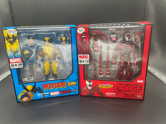MAFEX No.118 CARNAGE Comic Ver. & No.096 WOLVERINE Comic Ver. Action Figure Set