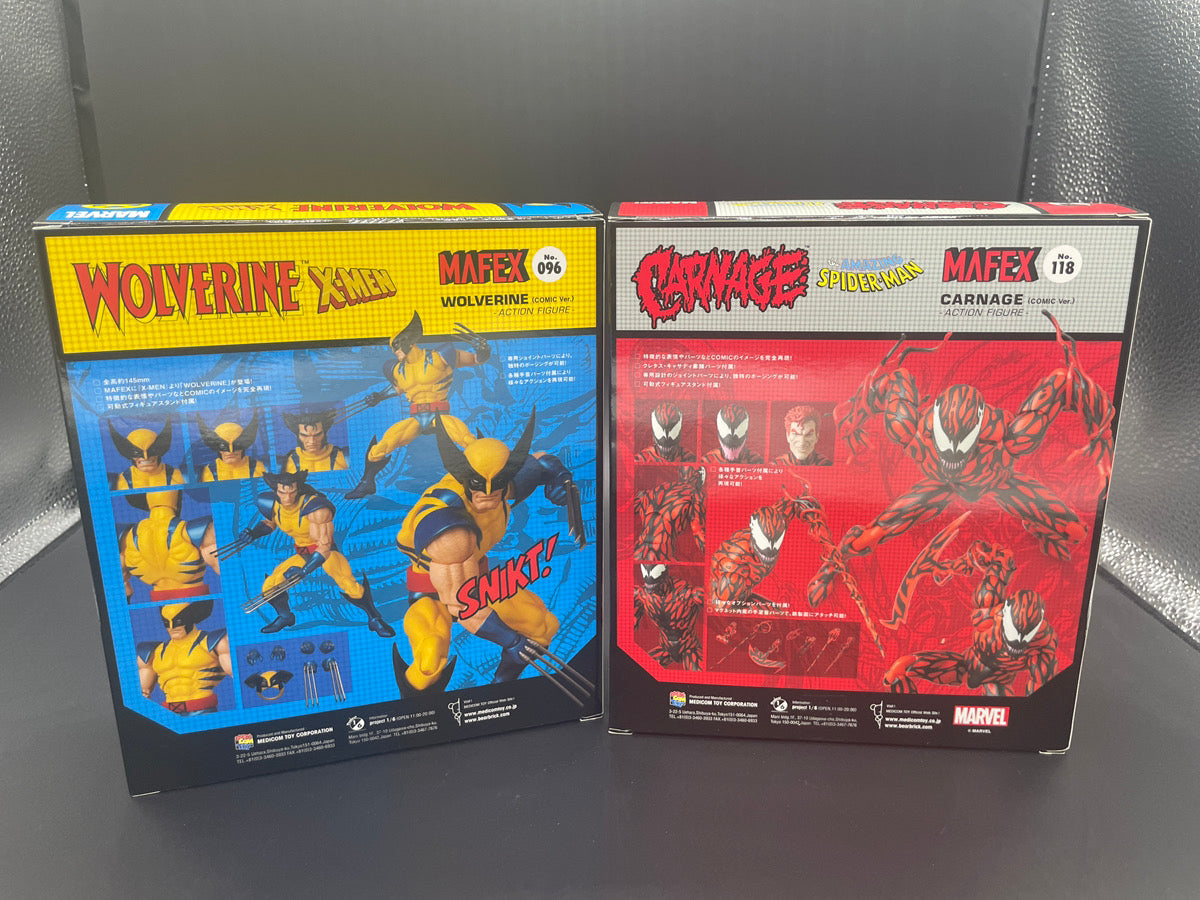 MAFEX No.118 CARNAGE Comic Ver. & No.096 WOLVERINE Comic Ver. Action Figure Set