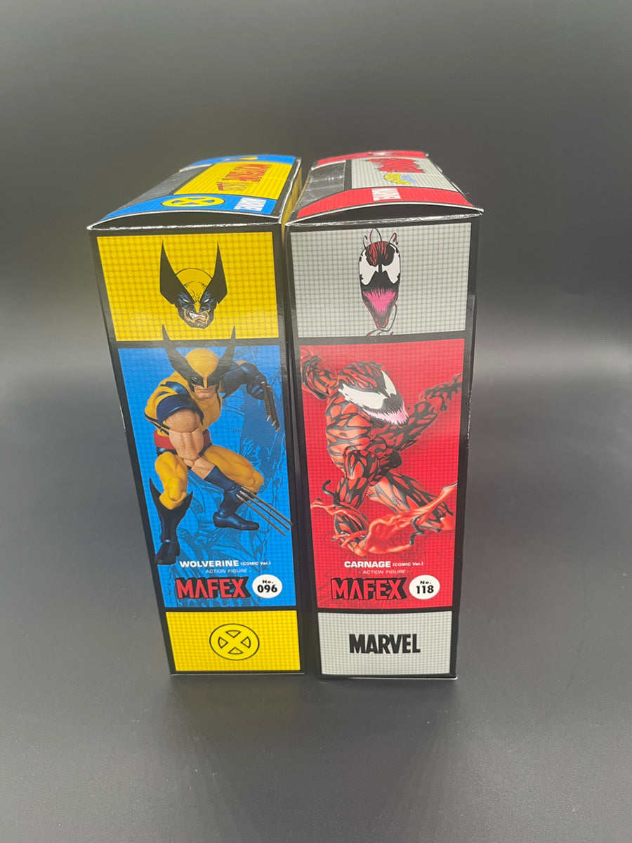 MAFEX No.118 CARNAGE Comic Ver. & No.096 WOLVERINE Comic Ver. Action Figure Set