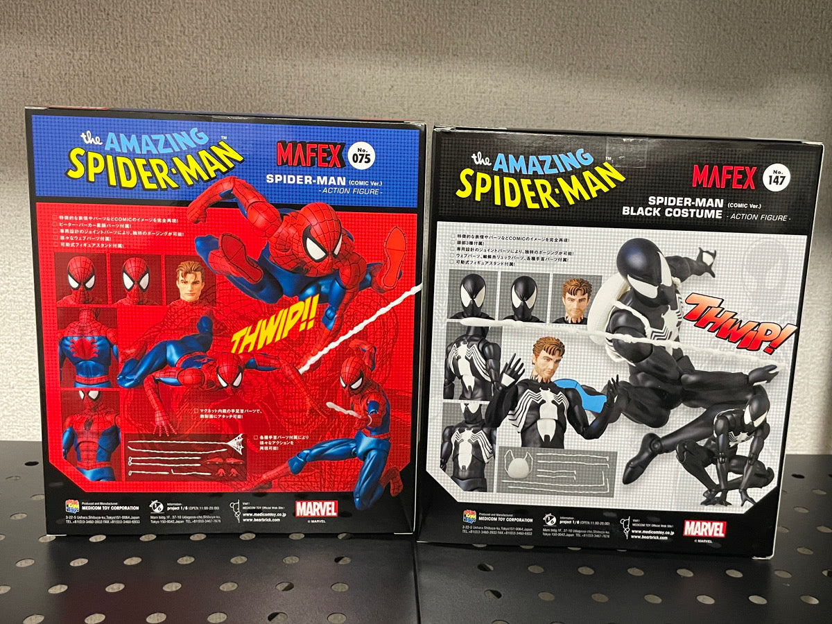MAFEX No.075 Spider-Man Comic Ver No.147 Black Costume Figures Set Marvel JAPAN
