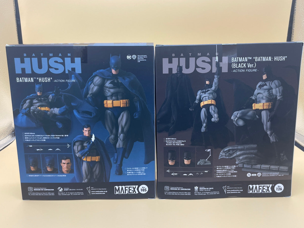 MAFEX Batman HUSH No.105 Blue Ver. & No.126 Black Ver. Action Figure 2 Set DC