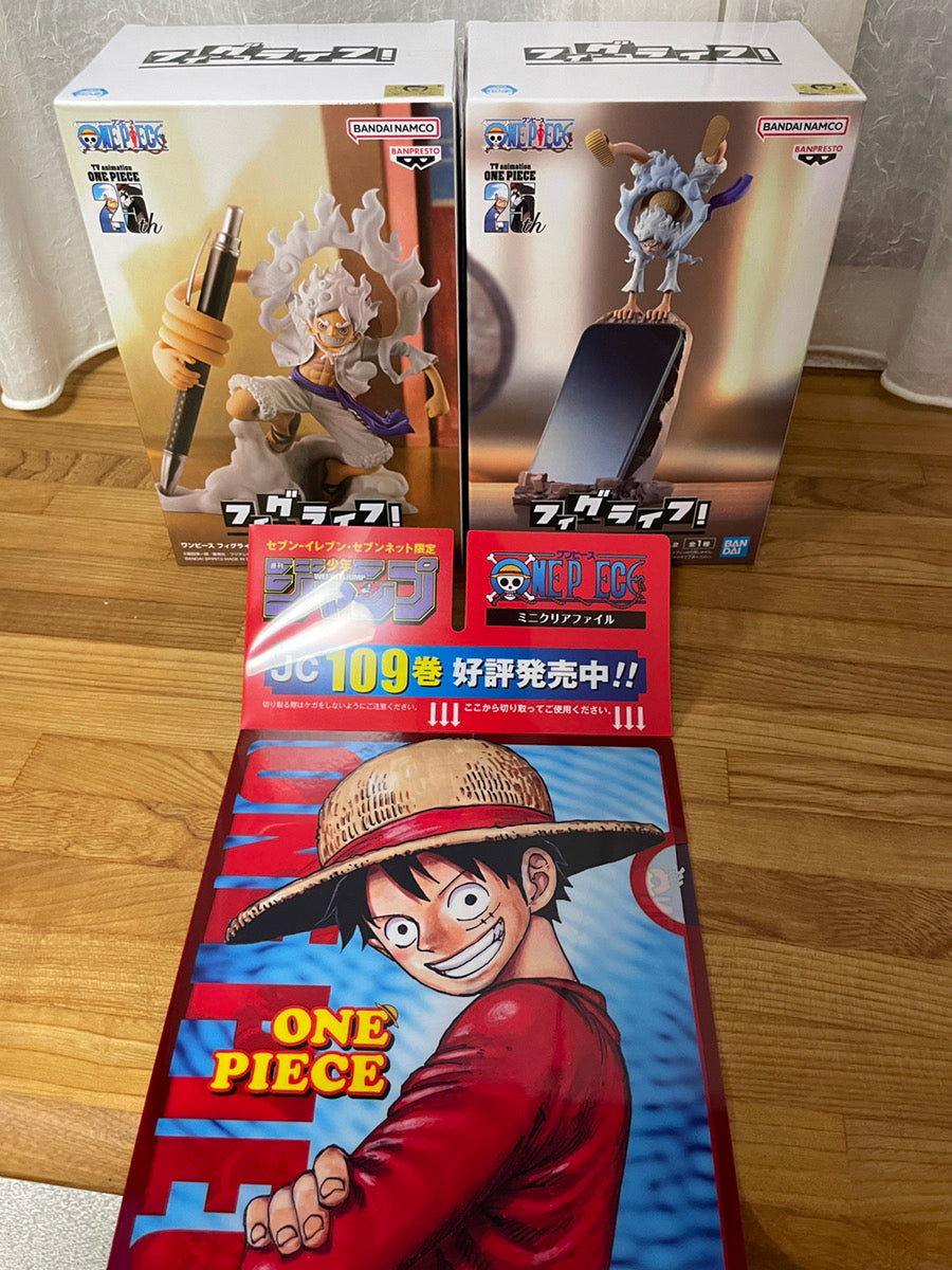 One Piece Fig Life! Gear 5 Luffy vol.1 Pen Stand & vol.2 Smartphone Stand