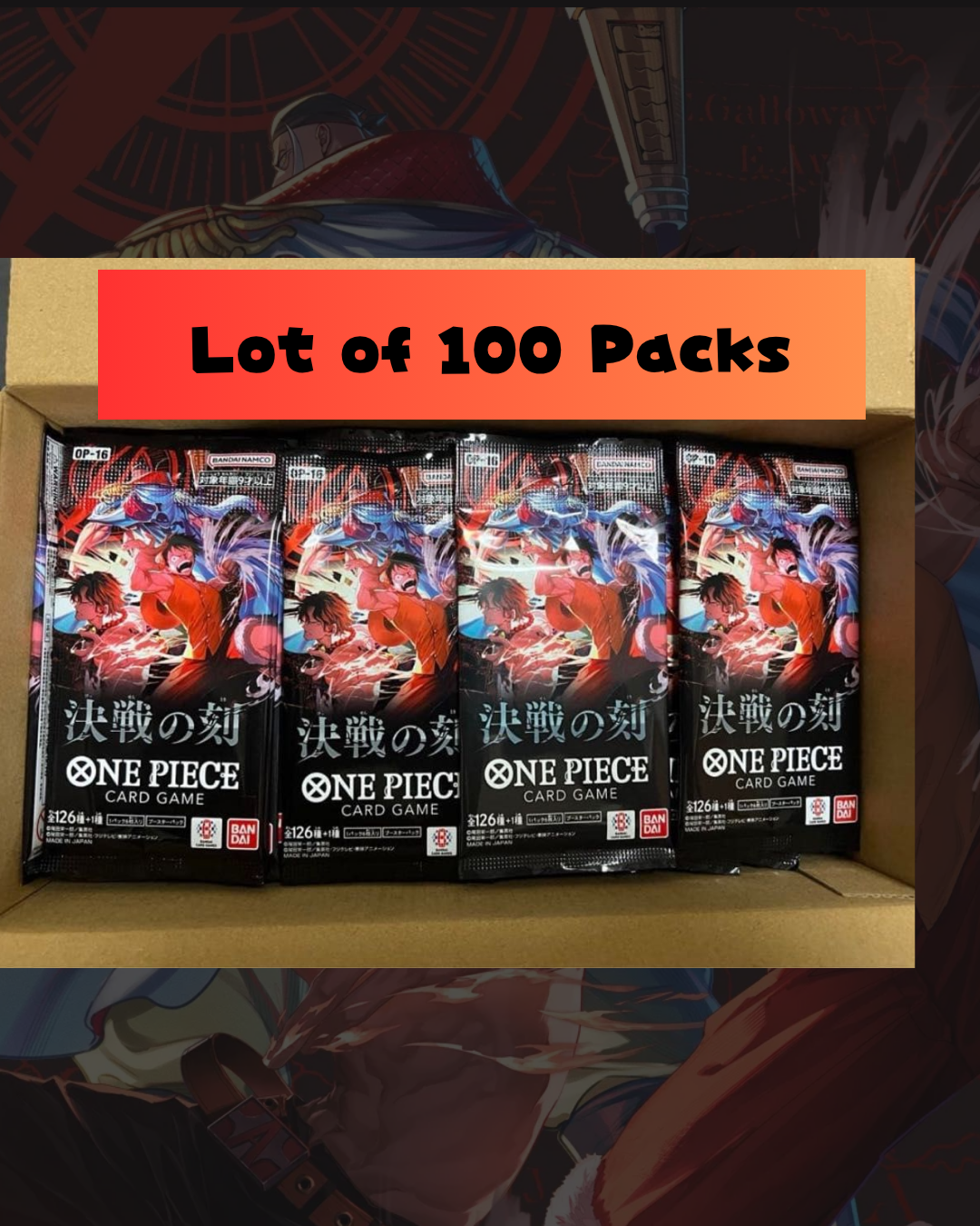 ONE PIECE Card Game OP-16 Booster Pack 100 Packs SEARCHED Bulk Lot Japanese Ver