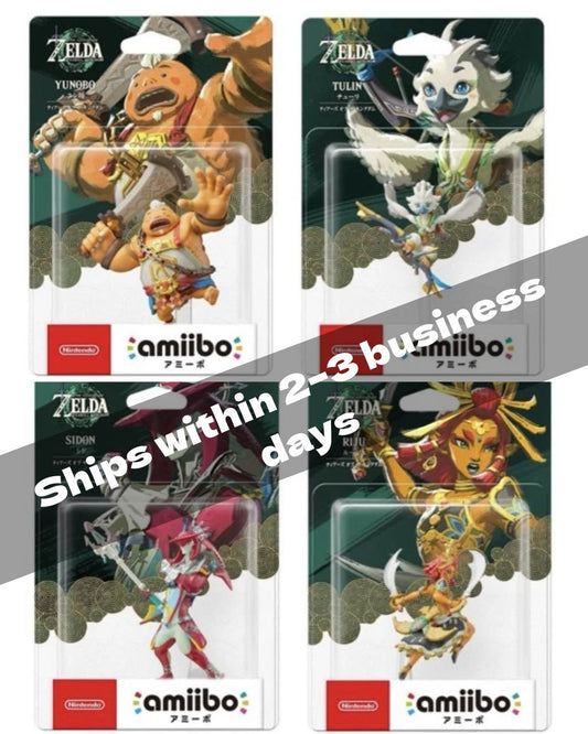 Set of 4 Tulin Yunobo Sidon Riju amiibo Zelda Tears Kingdom Switch from Japan