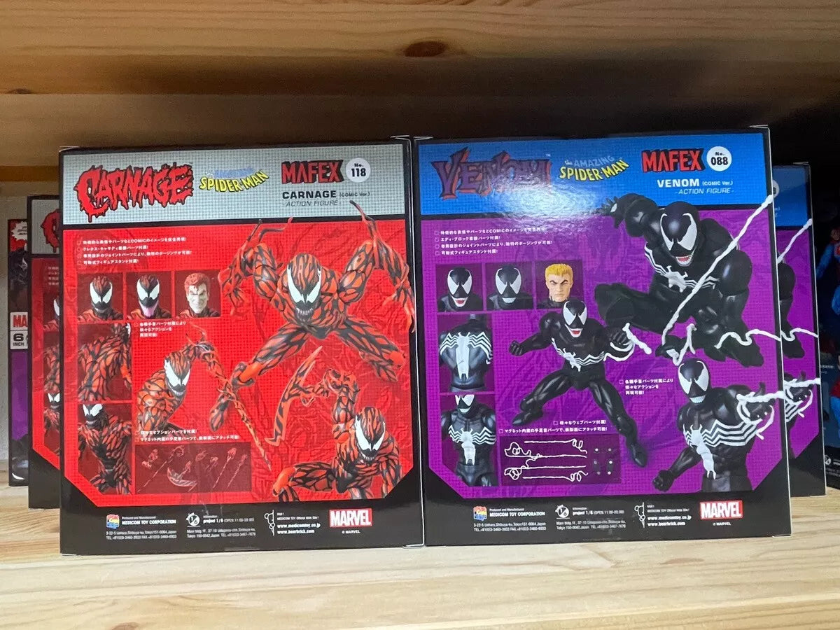 MAFEX No.088 Venom & No.118 Carnage Comic Versions Restocking Late November 2024