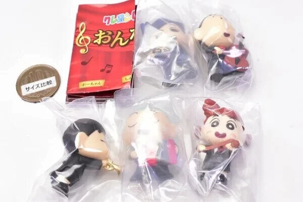 Crayon Shin-chan Music Troupe Mascot GASHABOX Capsule Toy 5 Types Comp Set Gacha