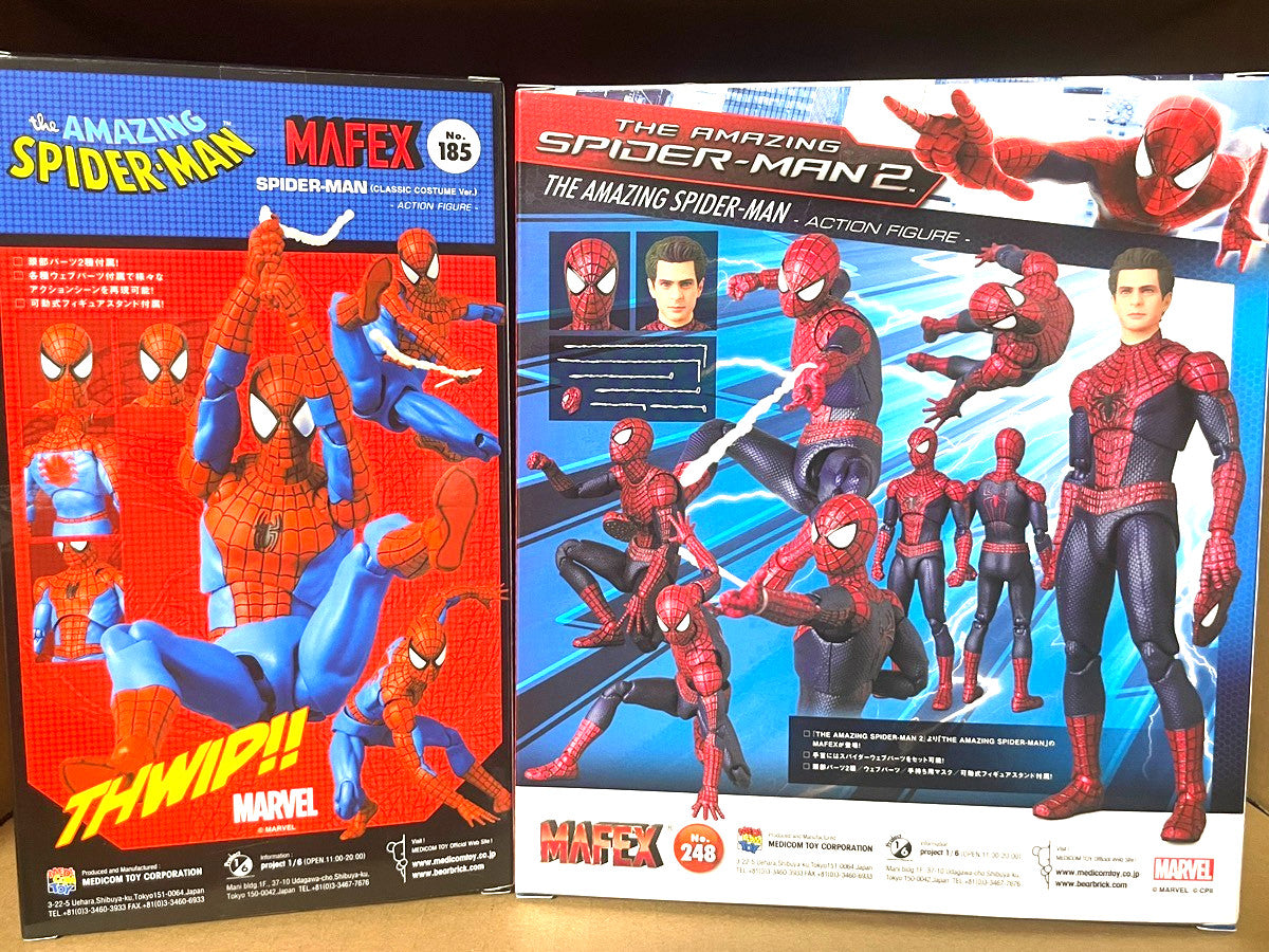 MAFEX No.185 Spider-Man Classic Costume & No.248 The Amazing Spider-Man 2 Figure Set Medicom Toy from Japan