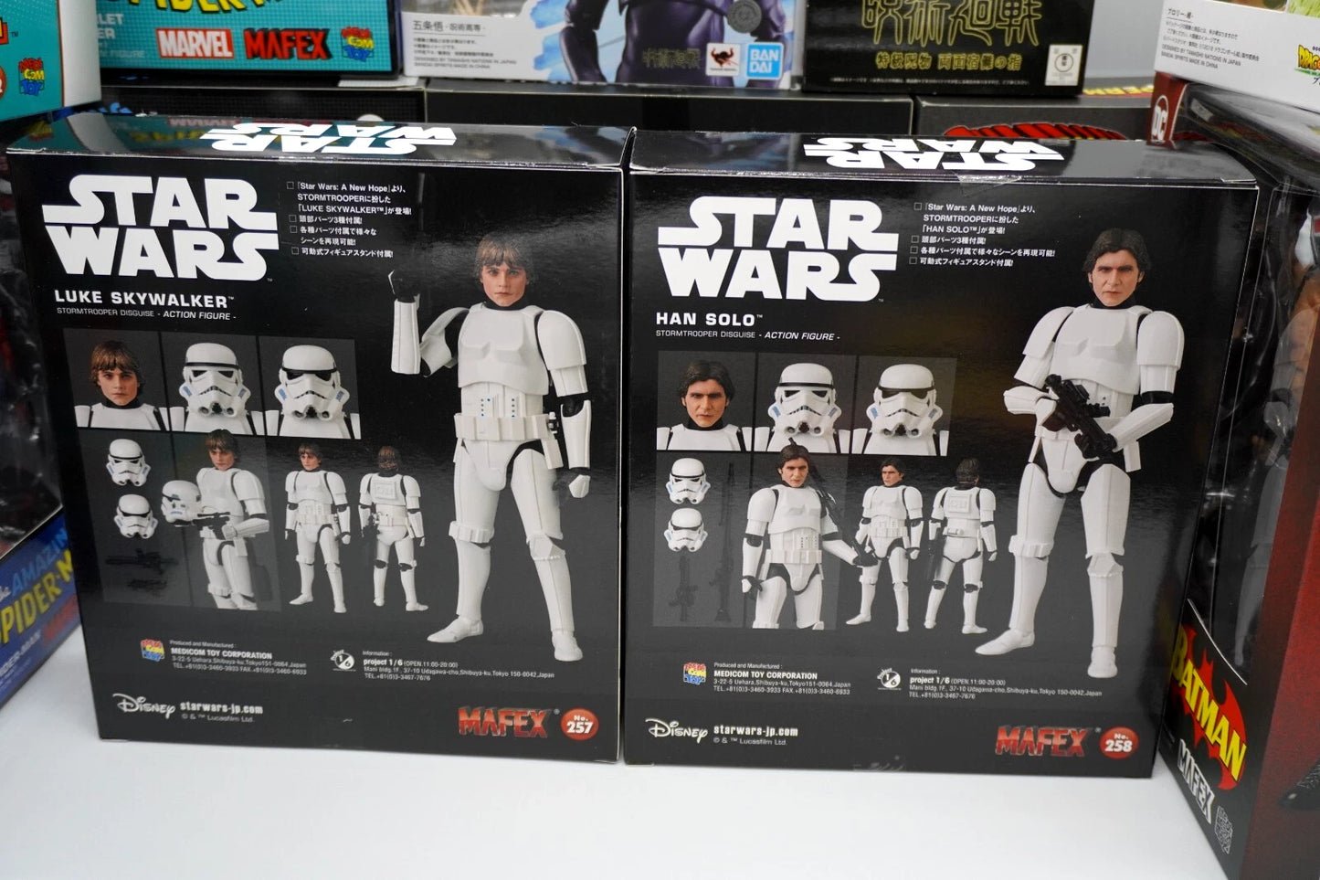 MAFEX Luke Skywalker #257 & Han Solo #258 Set Star Wars Action Figures JAPAN