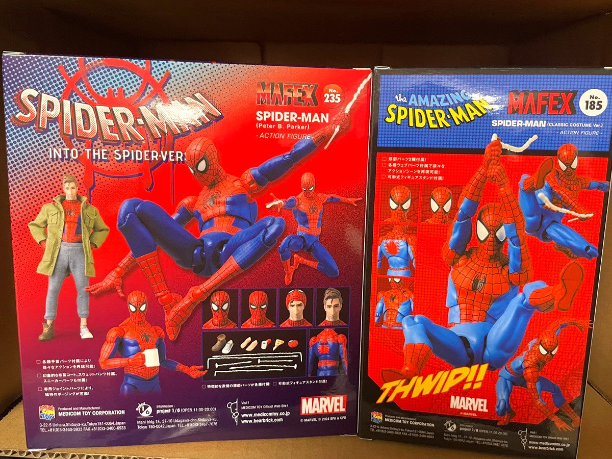 MAFEX No.235 Spider-Man Peter B. Parker & No.185 Spider-Man Classic Costume 2 Figure Set Medicom Toy from Japan